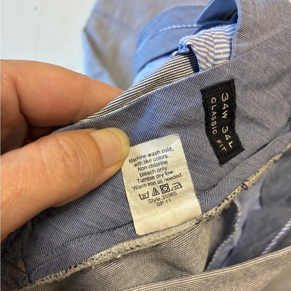 J. Crew Men’s Blue & White Pinstripe Pants, Classic Fit, Size 34 x 30, Cotton - Picture 5 of 10